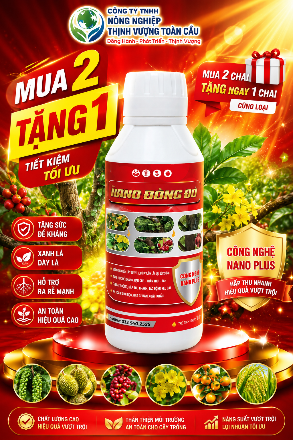 NANO ĐỒNG ĐỎ 1l- Phân Bón Vi Lượng - Chuyên rửa vườn, xử lí mầm bệnh