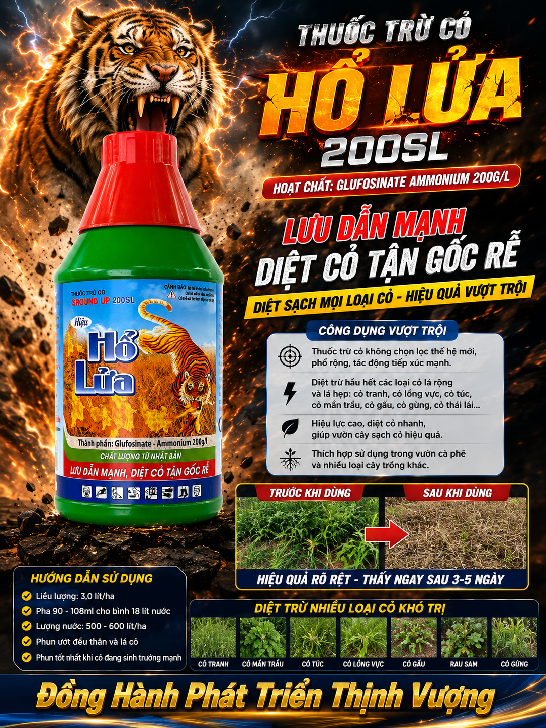 THUỐC TRỪ CỎ -HỔ LỬA 200SL