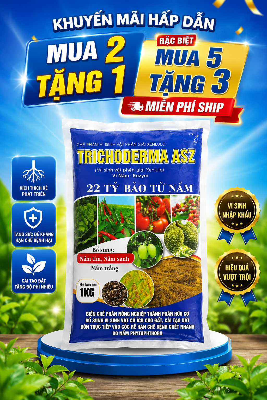 Chế phẩm vi sinh vật phân giải xenlulo TRICHODERMA ASZ-