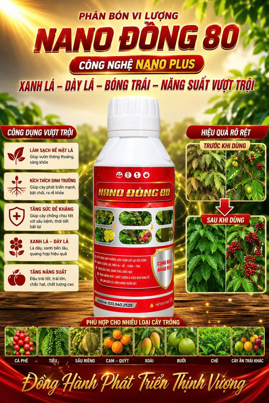 NANO ĐỒNG ĐỎ 1l- Phân Bón Vi Lượng - Chuyên rửa vườn, xử lí mầm bệnh - Ảnh 2