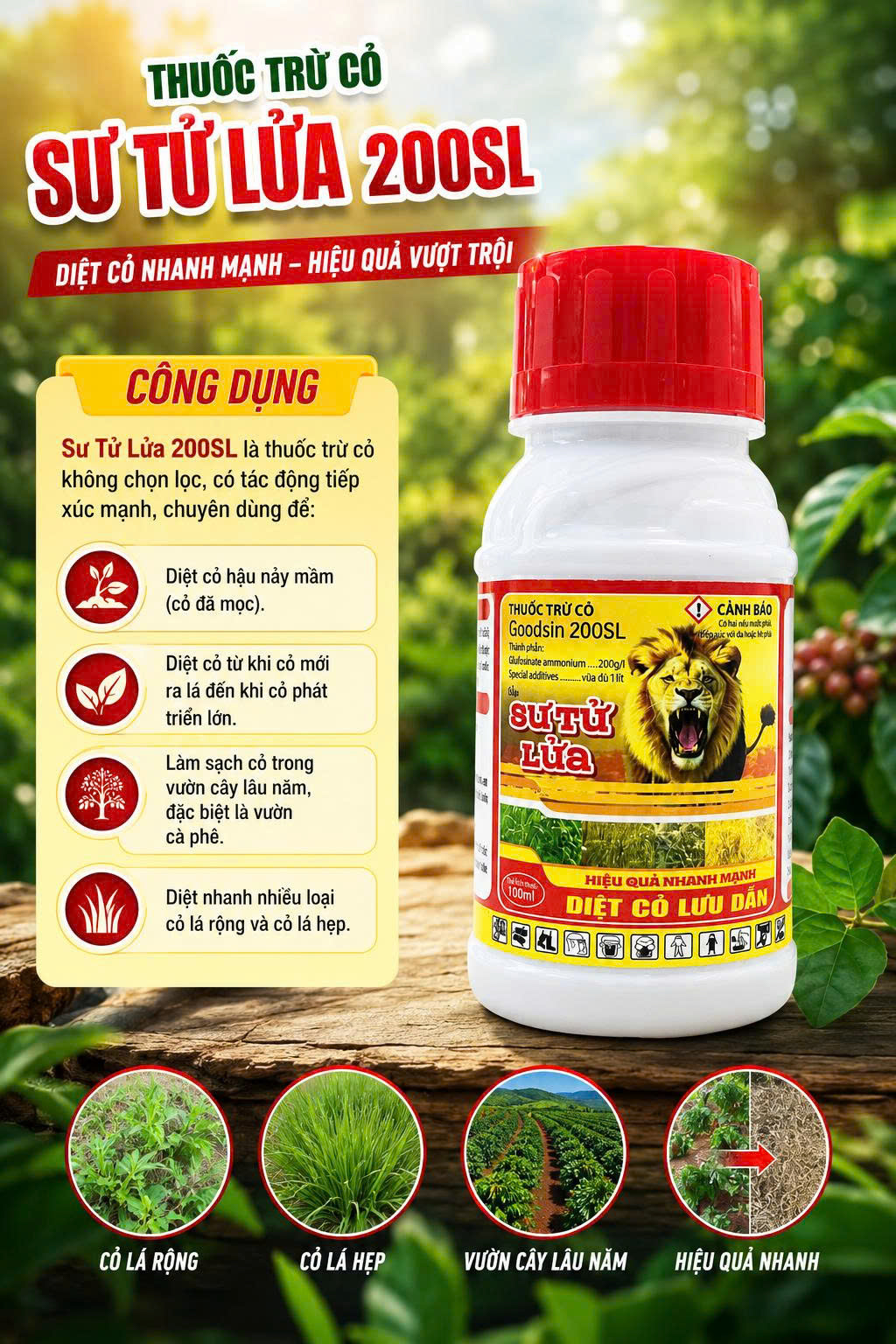 SƯ TỬ LỬA 200SL 100ml- THUỐC DIỆT CỎ